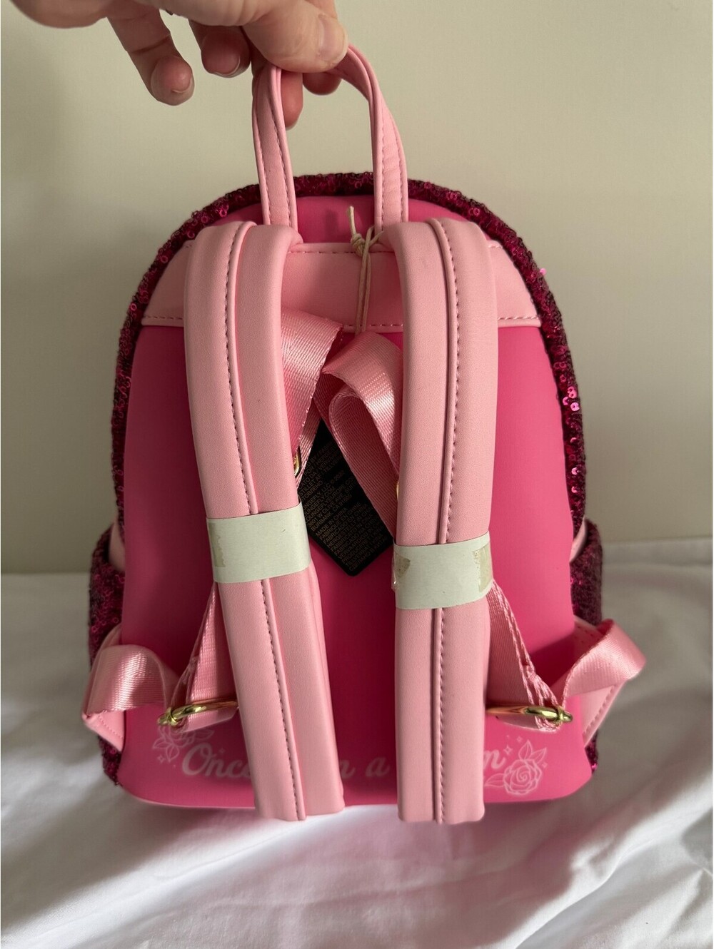 Disney Princess Aurora Pink Sequins Loungefly Mini Backpack - Picture 6 of 9